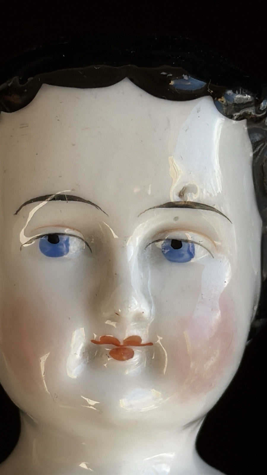 Antique German 13” Flat Top Highbrow China Shoulder Head Doll