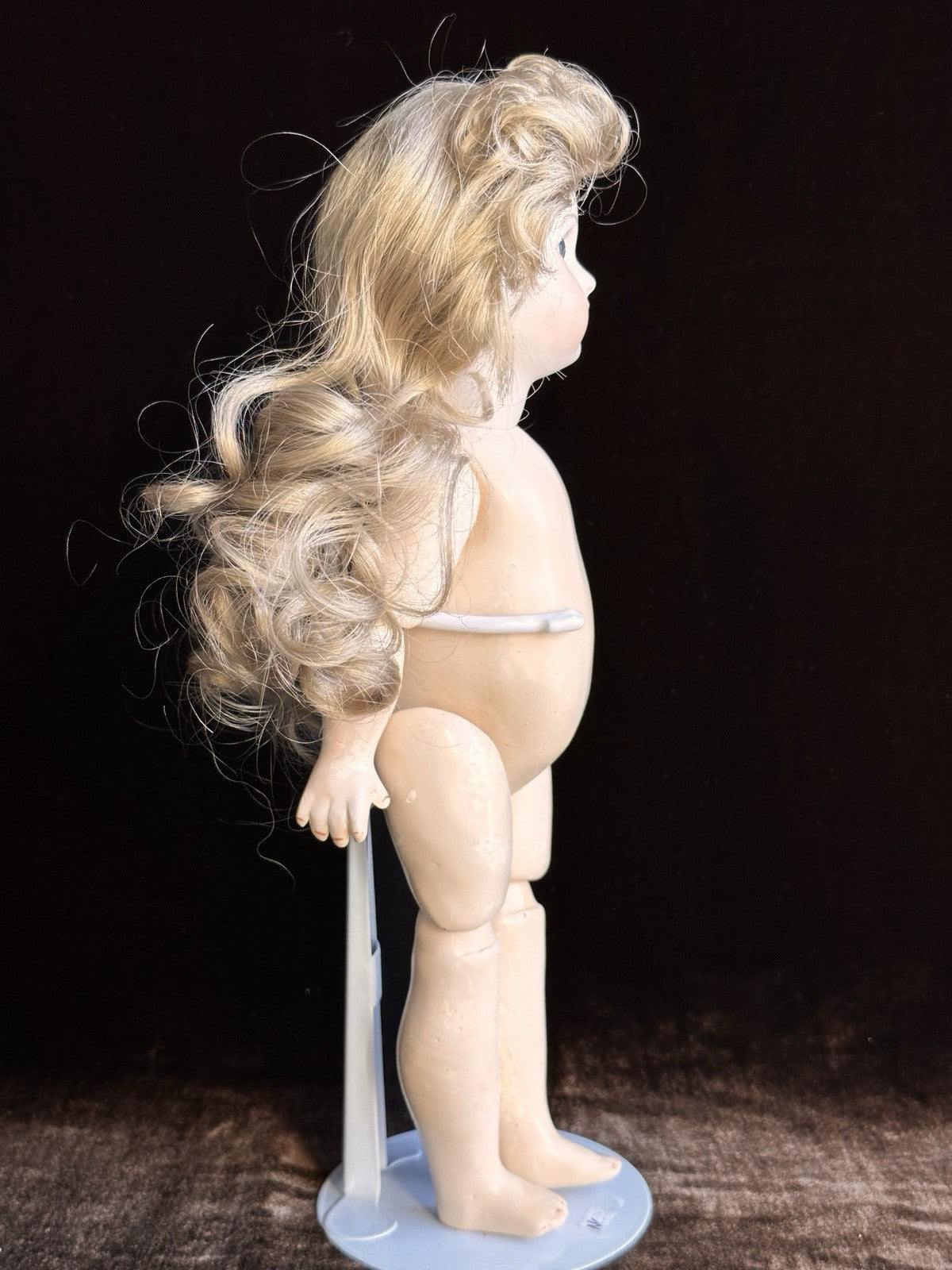 Vintage 12.5” Porcelain Comp Reproduction of Antique French Andre Thuillier Doll