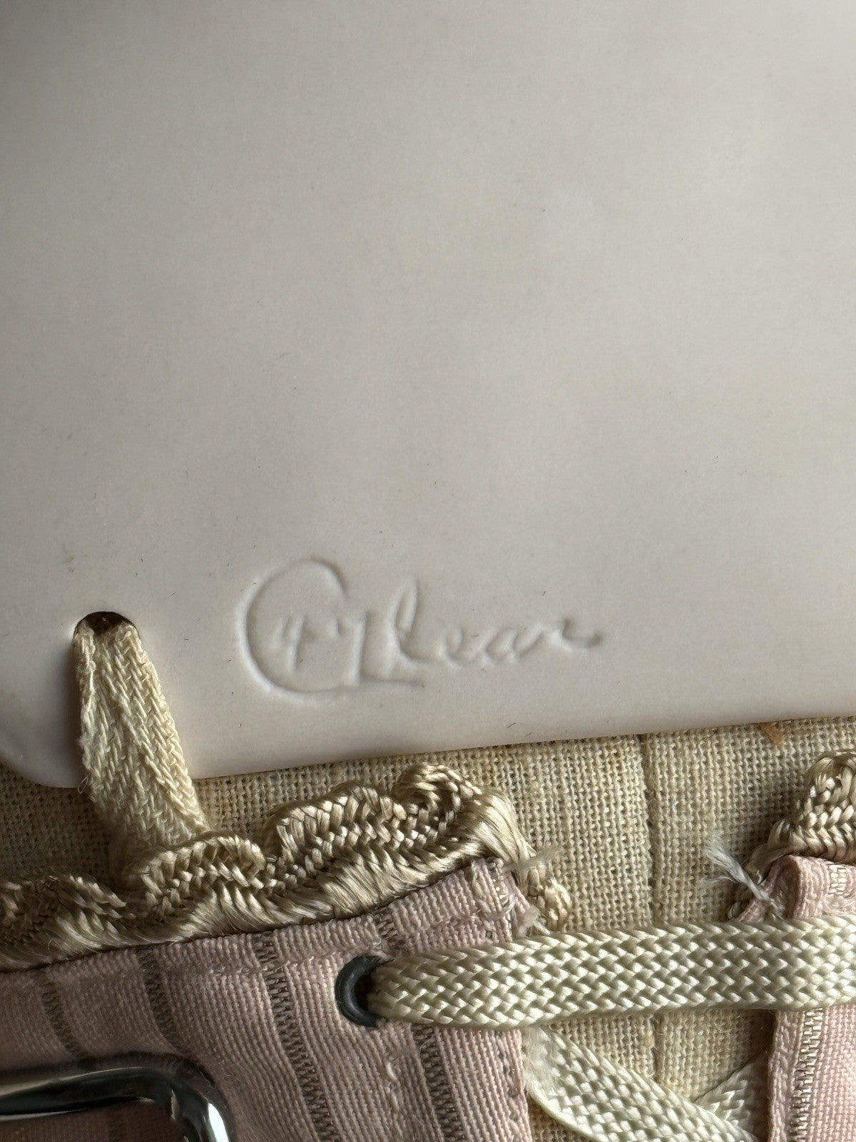 Vintage Porcelain 21.5” Signed Emma Clear Parian China Doll Pierced Ears