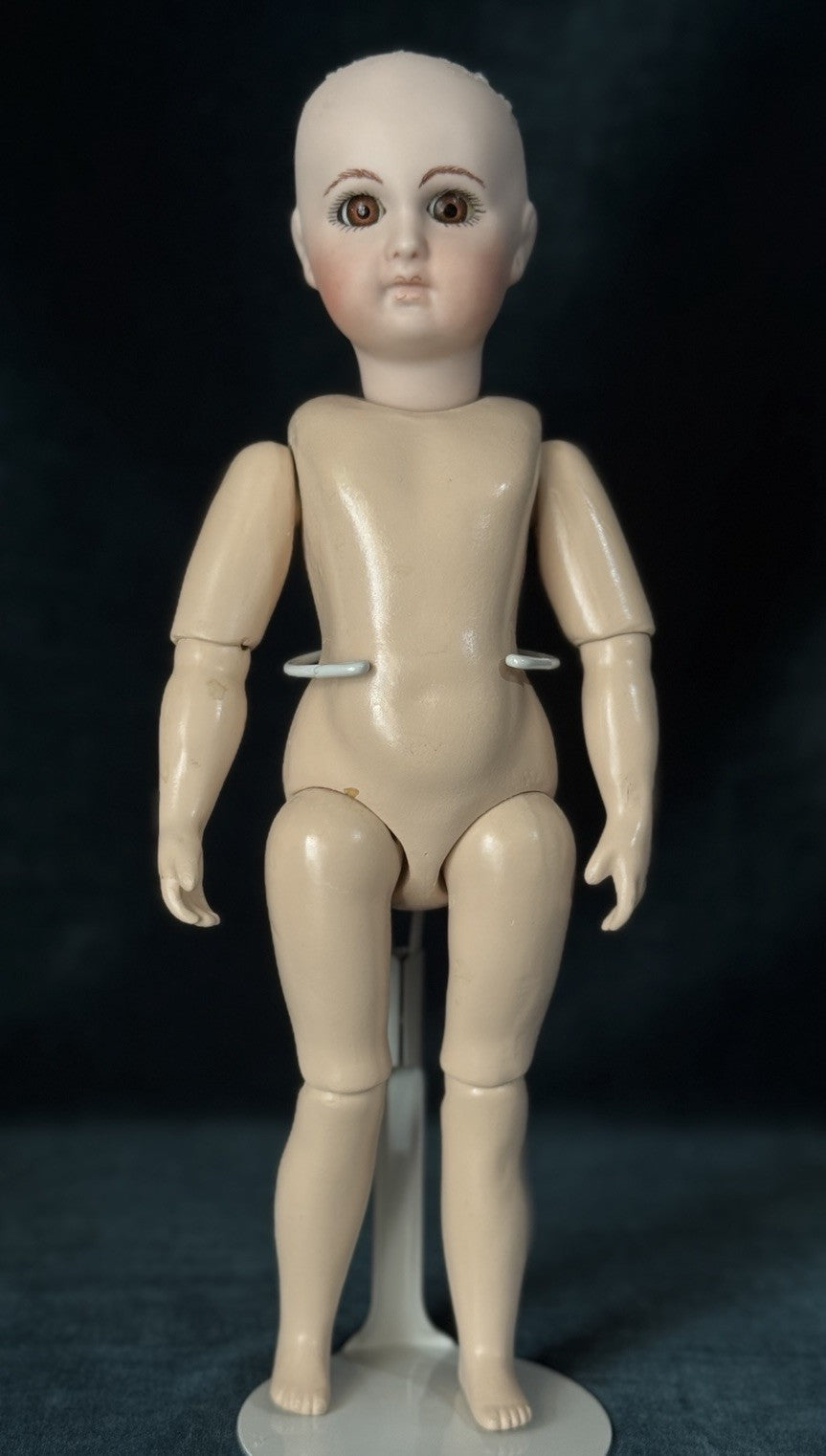 Porcelain/Composition Reproduction of Antique French Jumeau Bleuette 11” Doll