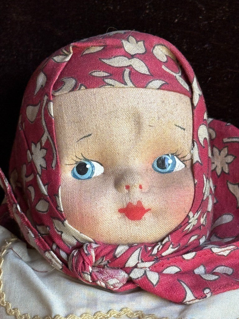 Lot of 3 Collectible Vintage European Cloth Face Mask Dolls