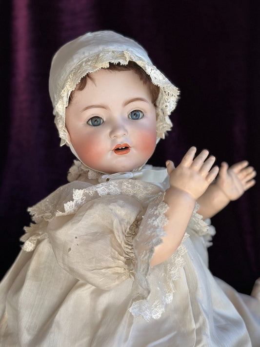 Rare Antique German 24" Bruno Schmidt 1294 Bisque Head Toddler Character Doll