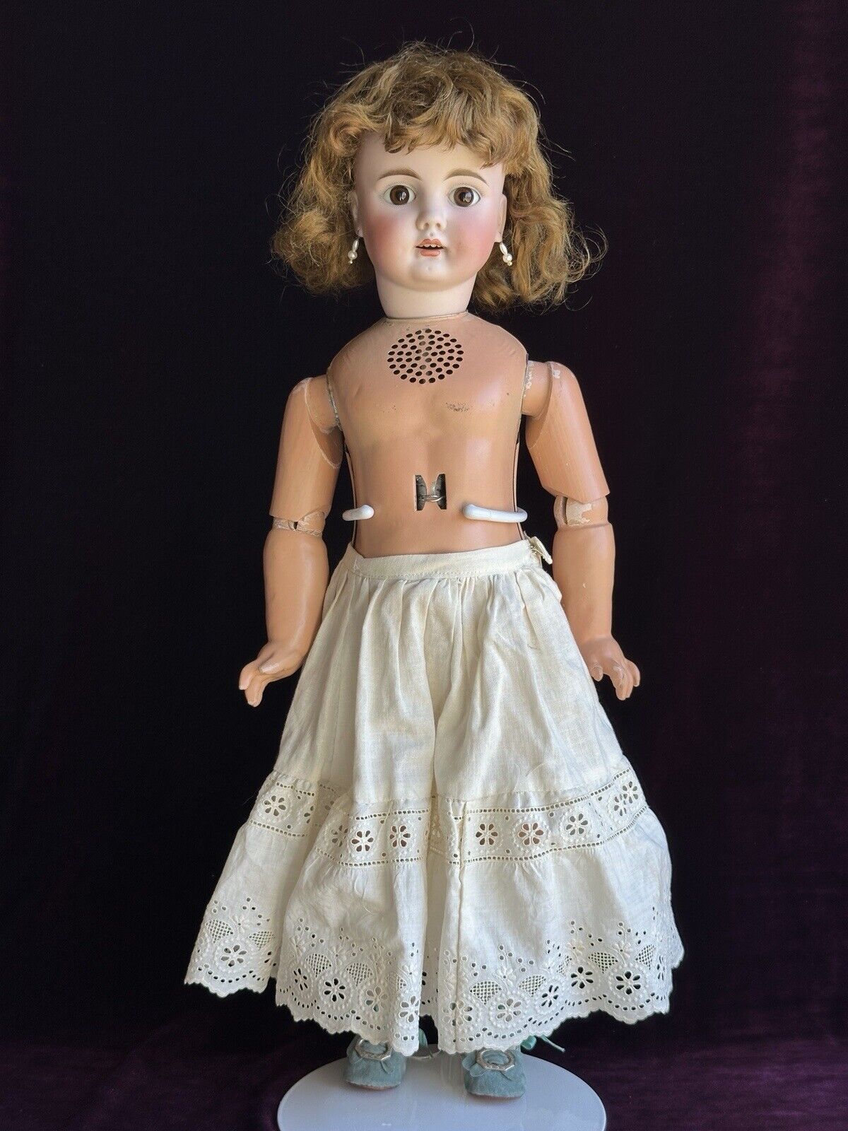 Antique German 22" Bahr Proschild 224 Edison Phonograph Sonnenberg Bisque Doll