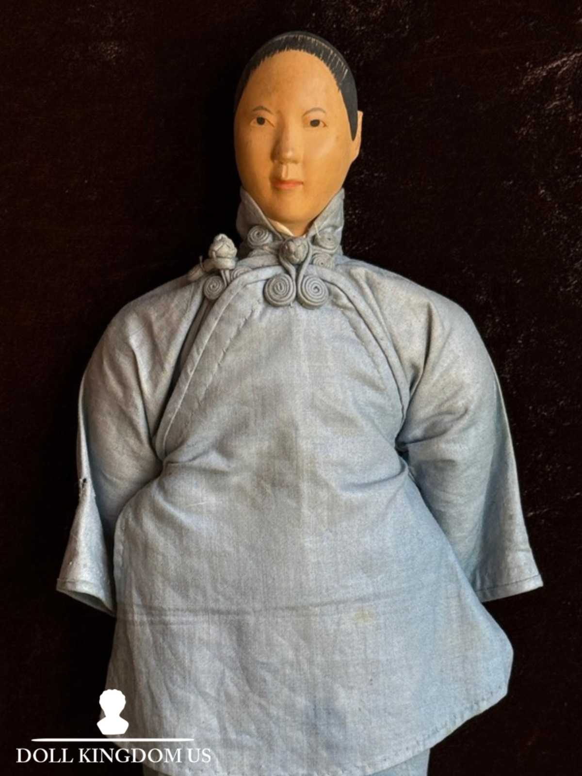 Antique Chinese 11.5" Door of Hope Mission Carved Wood Cloth Female Doll