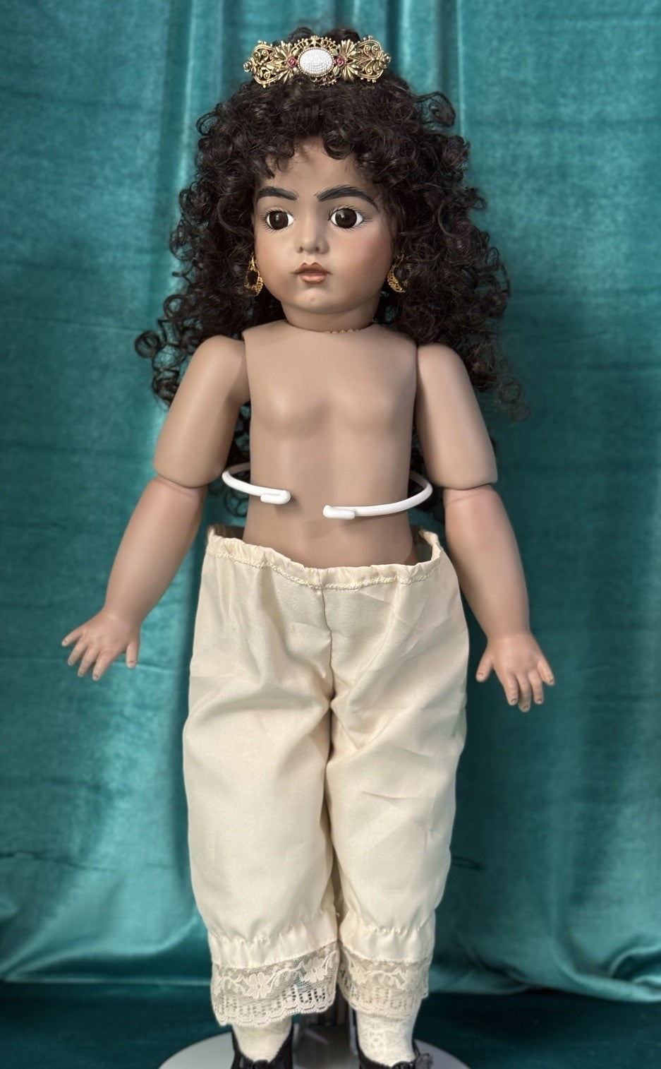 Vintage All Porcelain Reproduction of Antique French Bru Jne 23” Doll