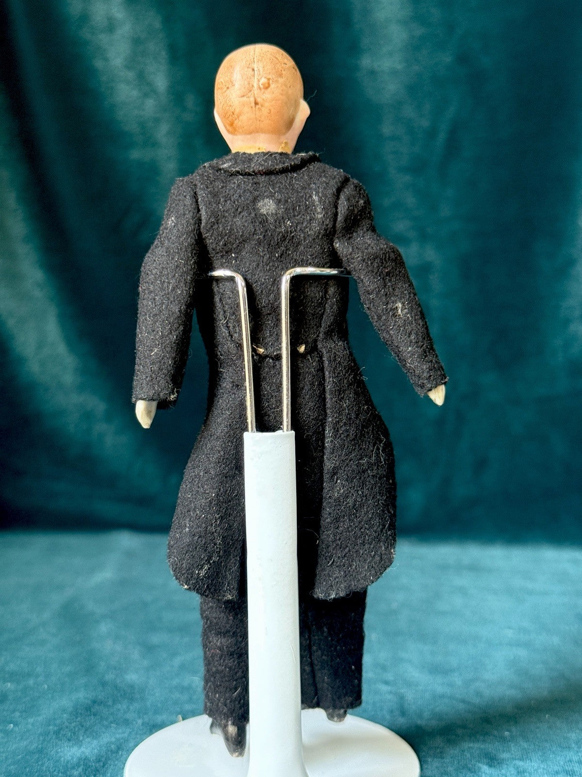 Antique German 7” Bisque Miniature Dollhouse Male Mustache Gentleman Doll