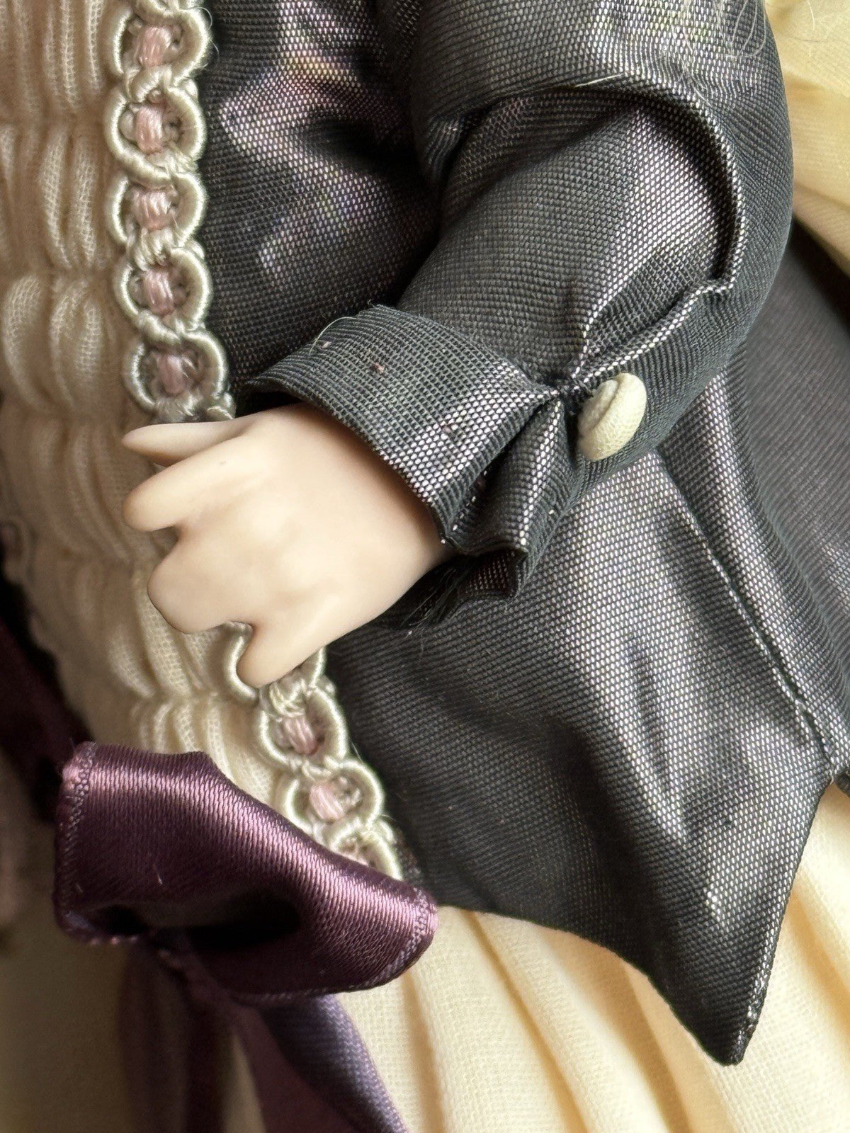 Miniature 8” Porcelain Reproduction of Antique French SFBJ 253 Pouty Girl Doll