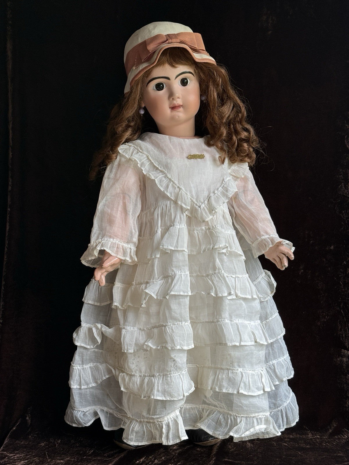 Large Antique French Original Restored JUMEAU 32” Bisque Head Doll