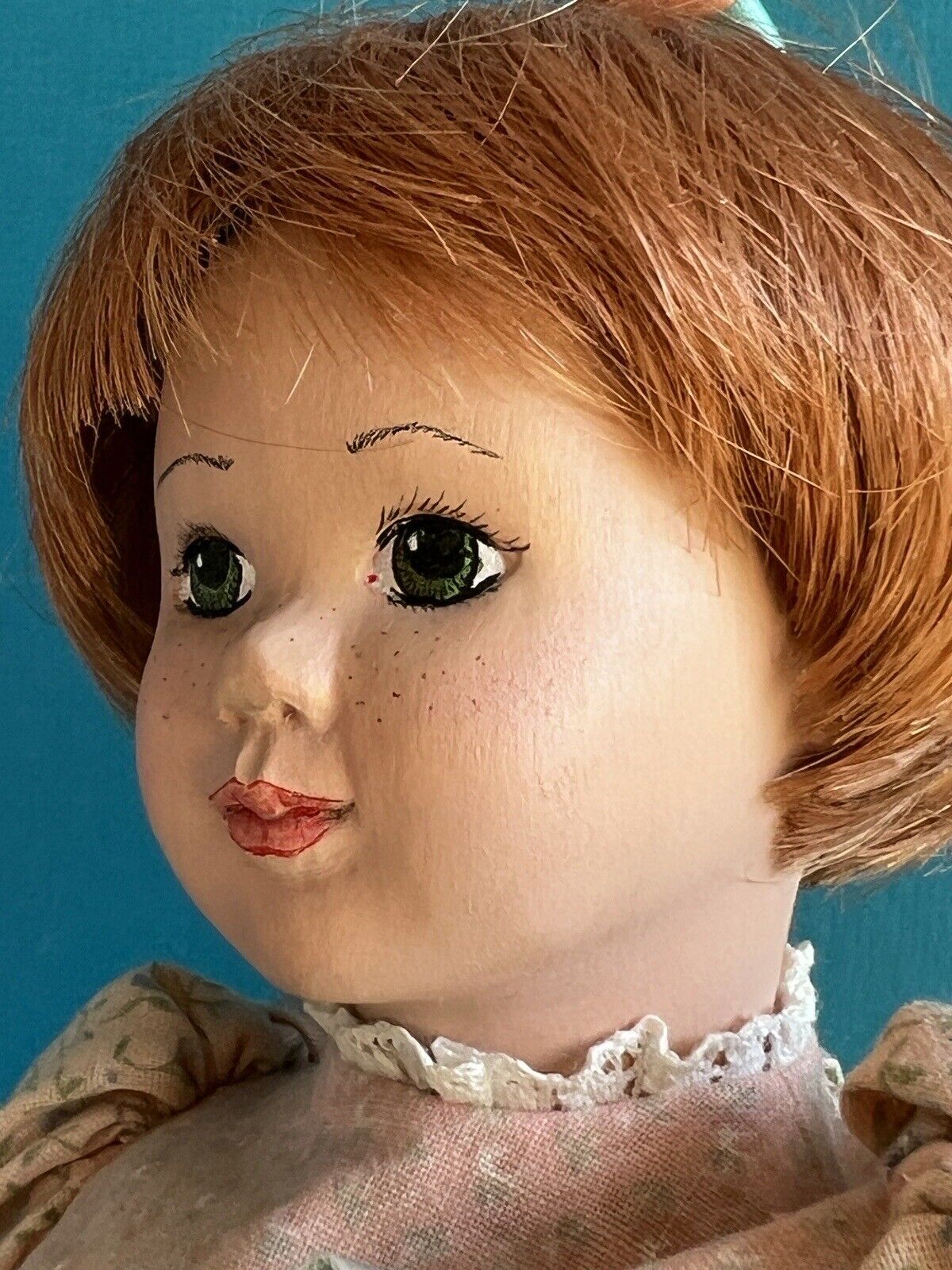 Collectible Signed 12” Wooden Carved Painted Doll by Janci Dolls