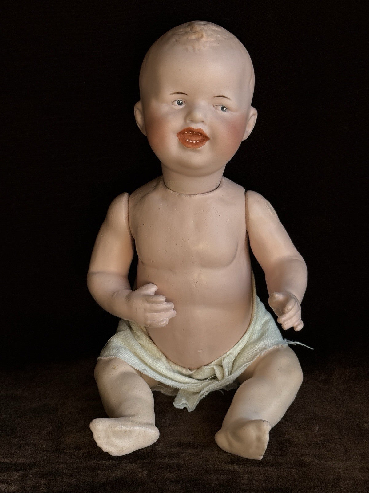 Antique German 10.5” Gebruder Heubach 8191 Bisque Head Character Baby Boy Doll