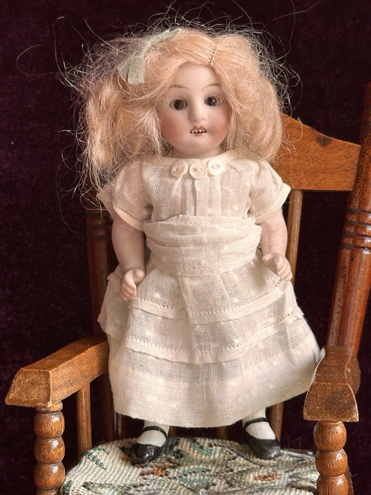 Antique German 6” All Bisque Mignonette Doll