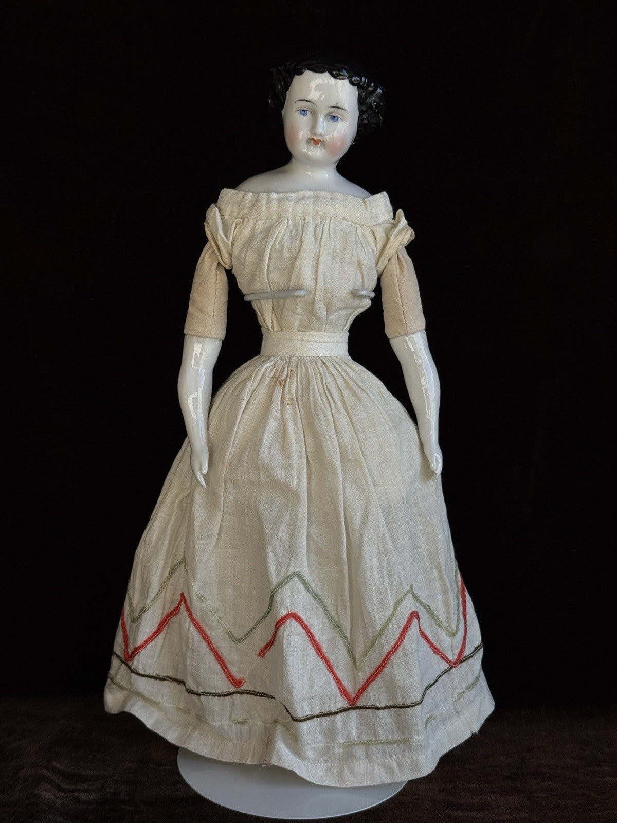Antique German 13” Flat Top Highbrow China Shoulder Head Doll