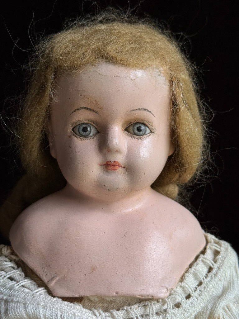 Lot of 3 Antique German Papier Mache and Minerva Tin Dolls for Project