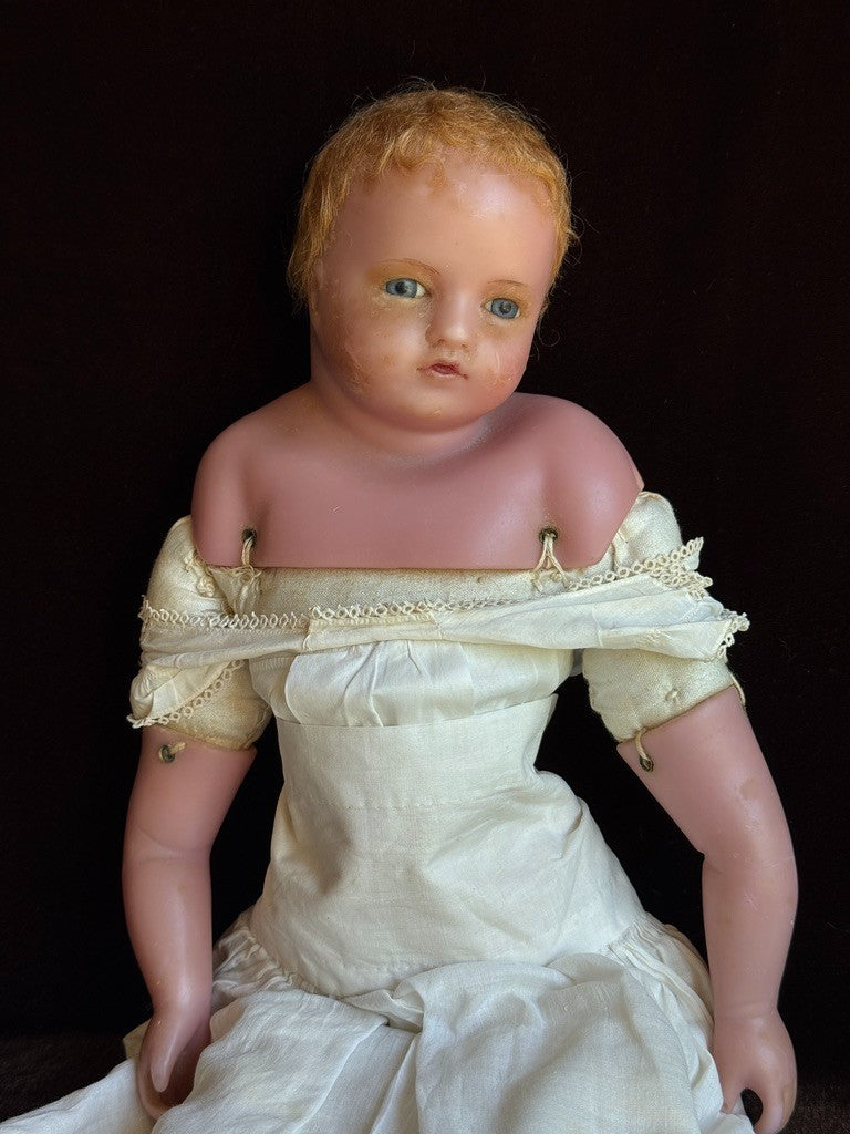 Antique English 21" Pierotti Poured Wax Doll