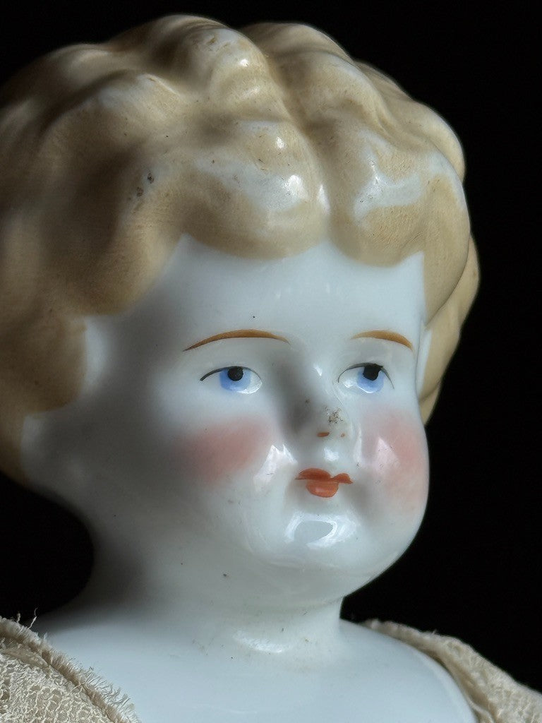 Antique German Hertwig 16” Lowbrow China Shoulder Head Doll