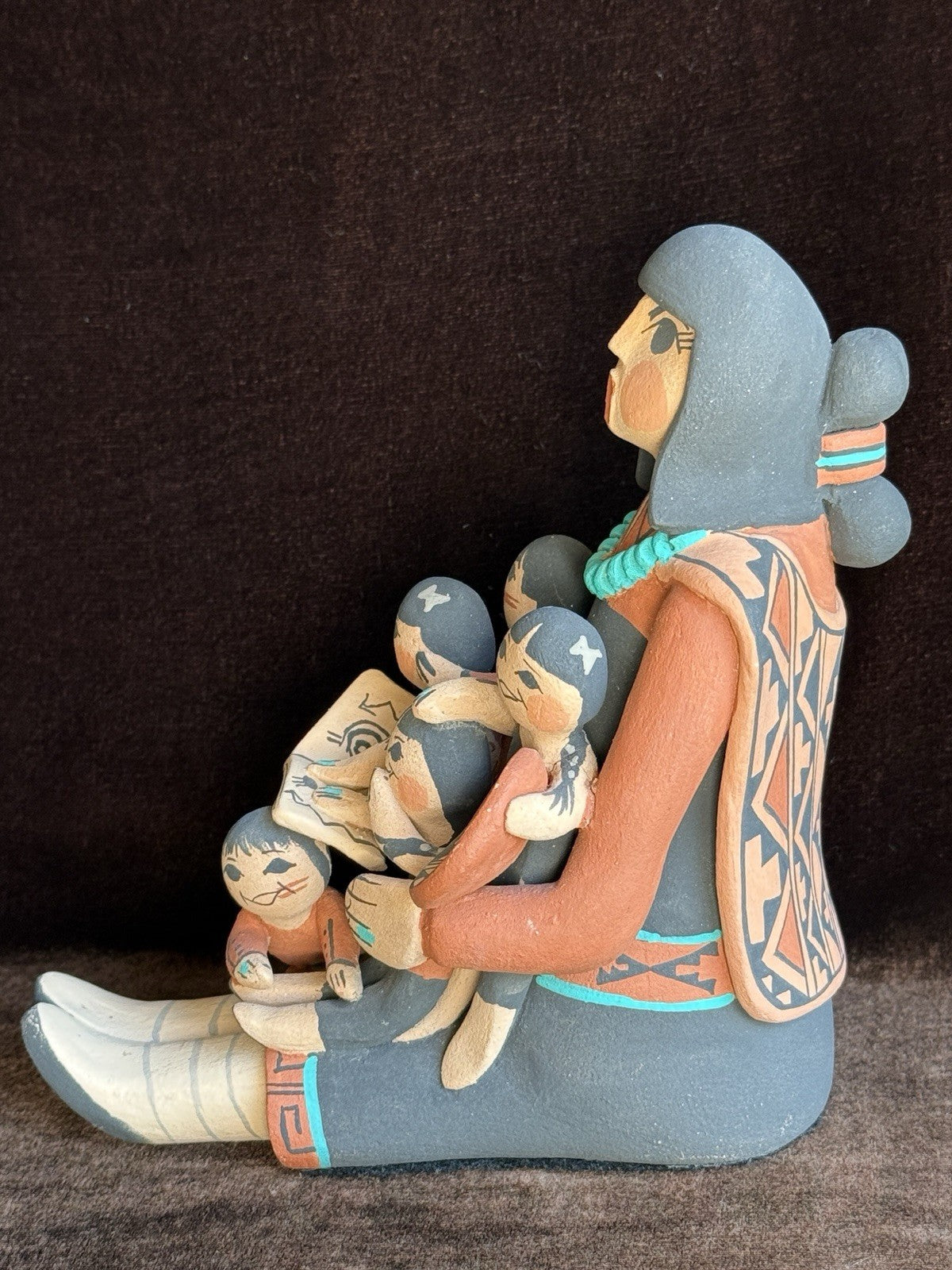 Lot of Native American Artists Jemez/Gachupin Pottery Figurines Storyteller