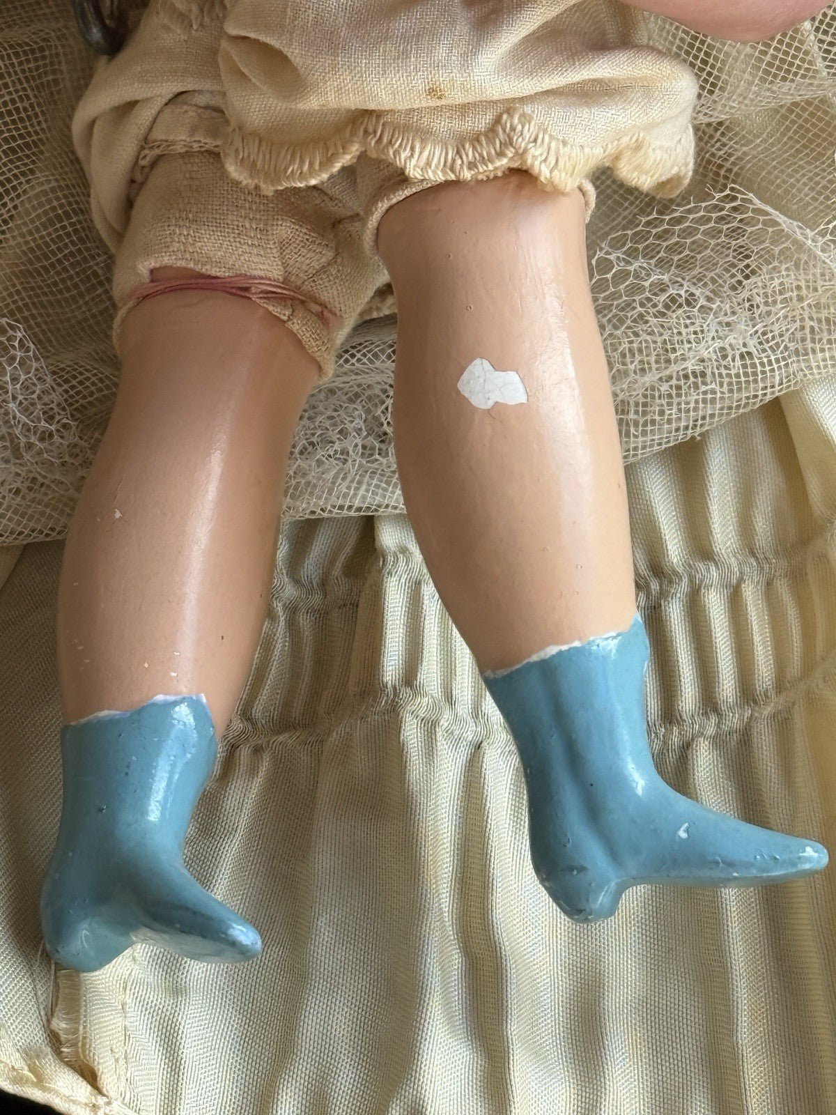 Antique German 16.5” Bisque Cloth Parian Bride Doll