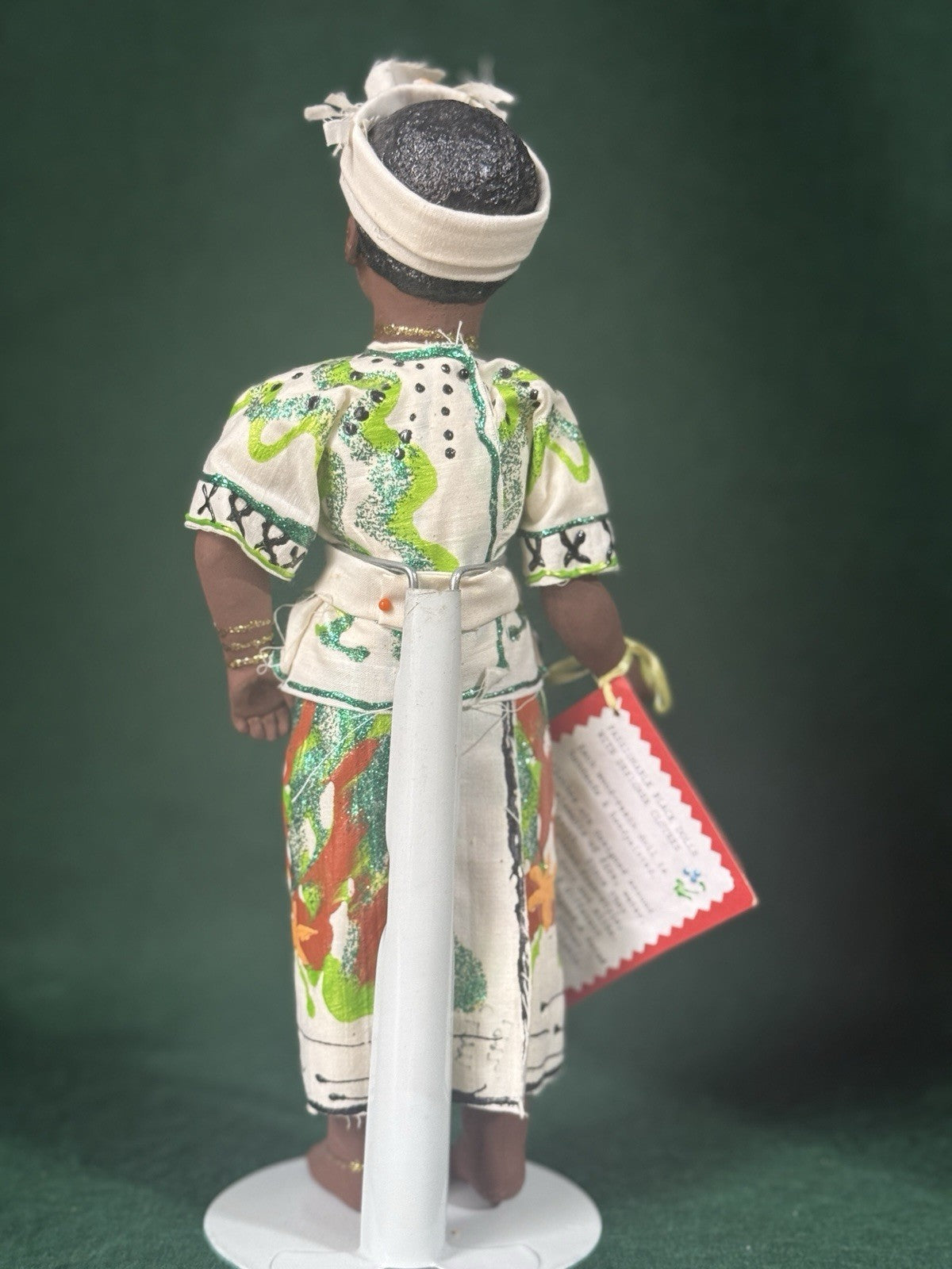 Lot Of 4 Hand painted Wooden/resin Collectible Dolls With Handmade Clothes