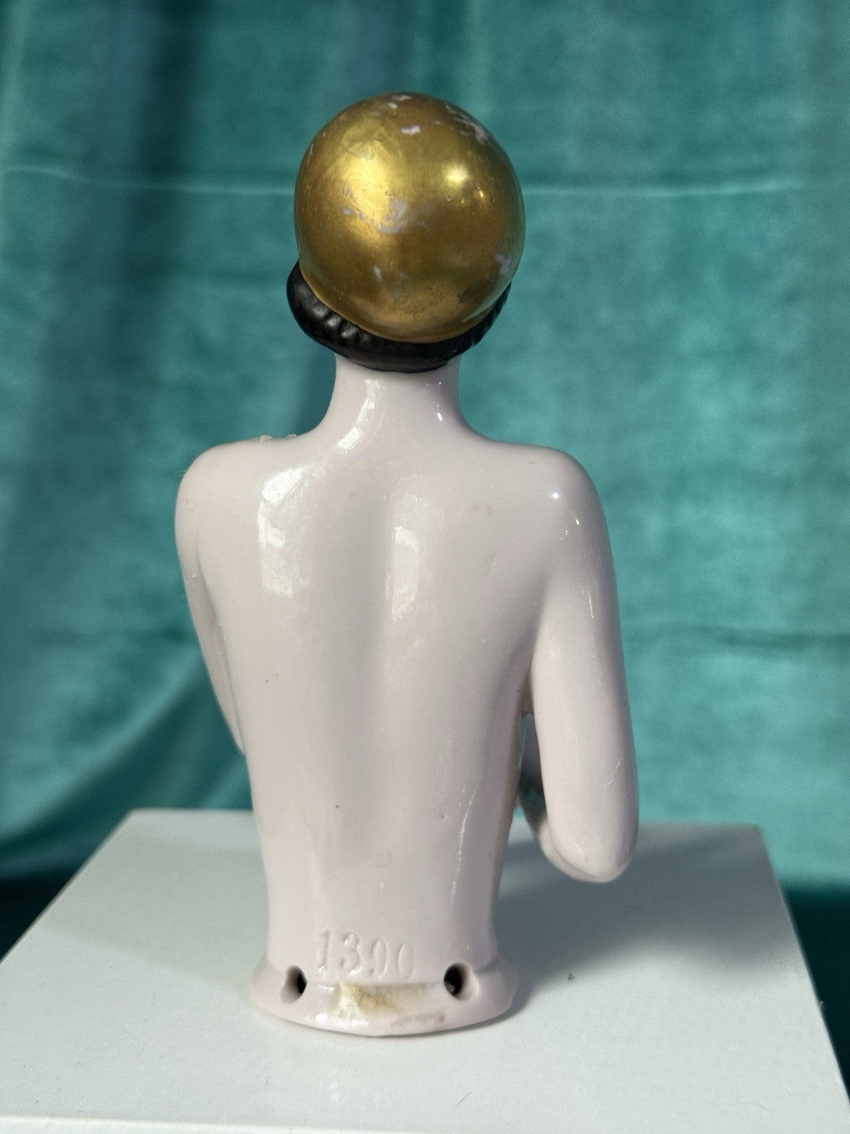 Gold Hair Antique German Art Deco Flapper Pin Cushion Half 4 3/4” Doll Arms Away