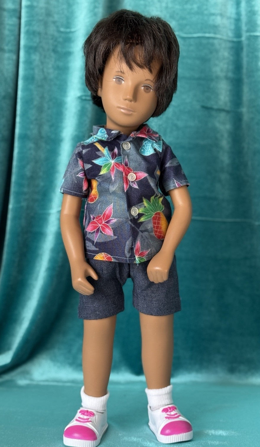 Collectible England Vinyl Brunette Boy Doll; Redressed