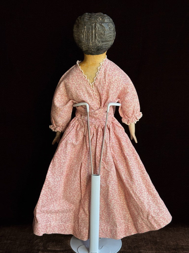 Early Antique English / German (?) Primitive 15" Carved Wooden Doll