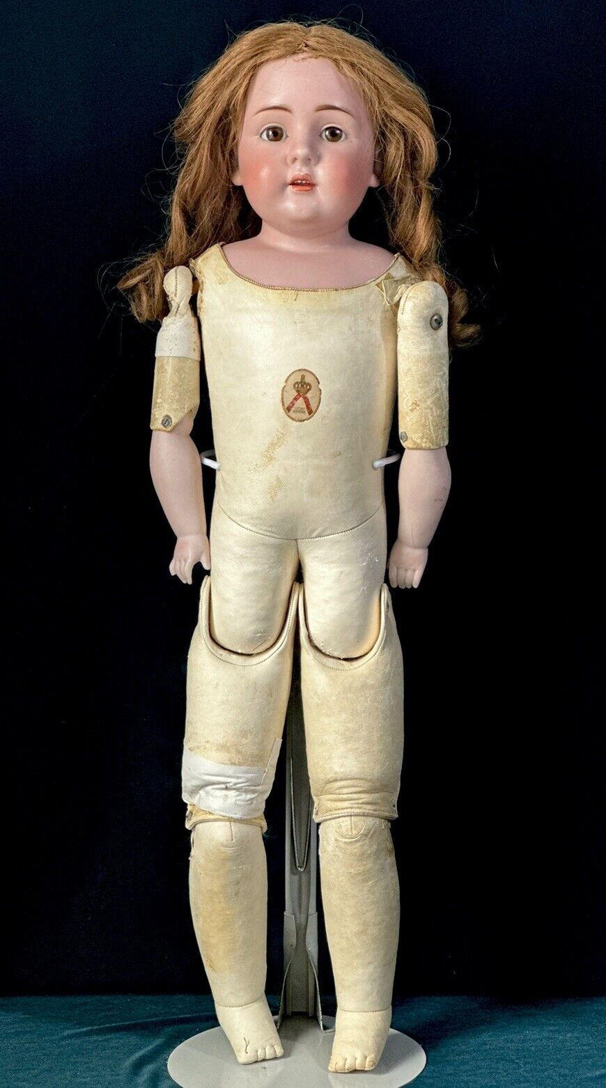Large 30” JDK Kestner Mold 154  Bisque Head/Shoulder Leather Body Doll