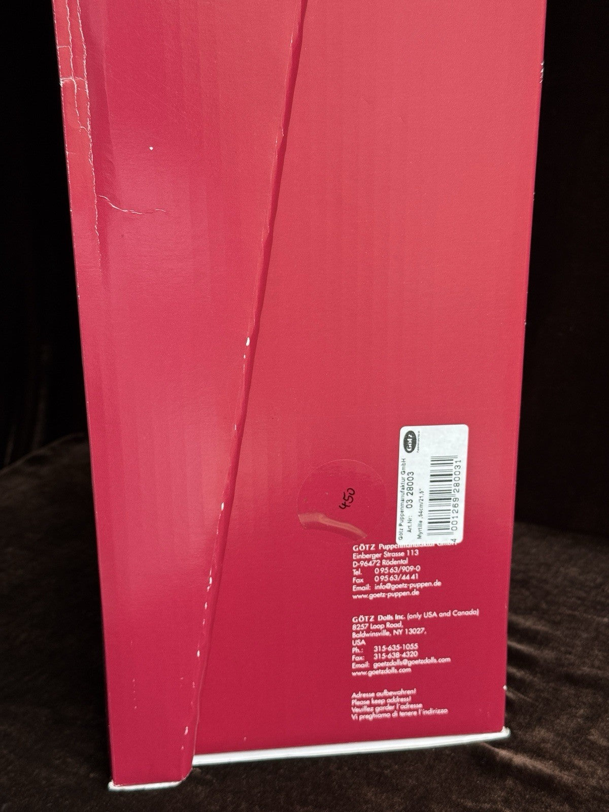 Rare Vinyl 21.5” Anne Mitrani Myrtille Doll For Gotz 2003 LE 750 New in Box
