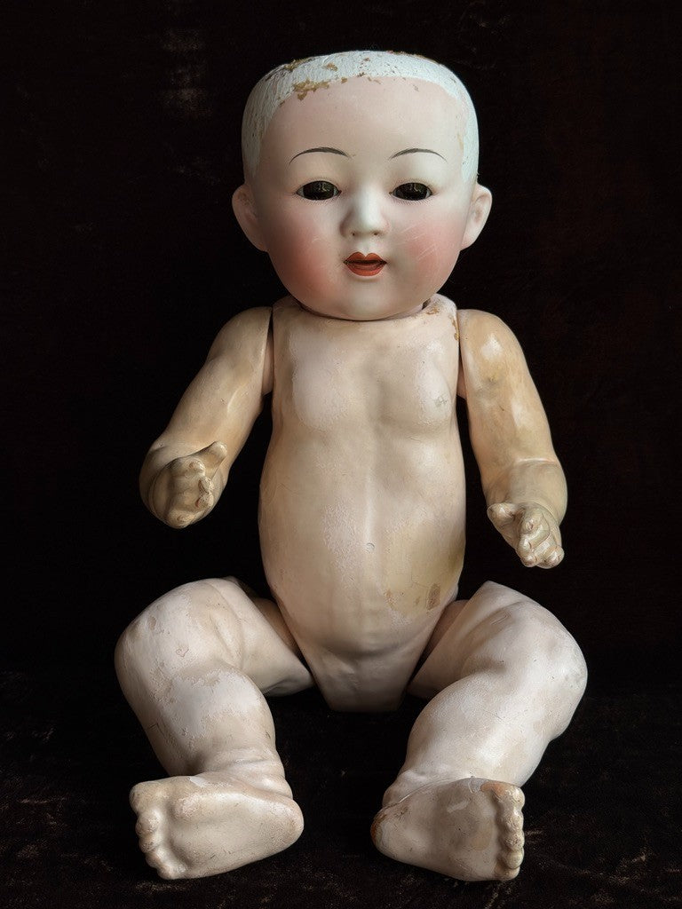 Rare Japanese 18" Yamato Nippon Oriental Asian Bisque Head Baby Doll