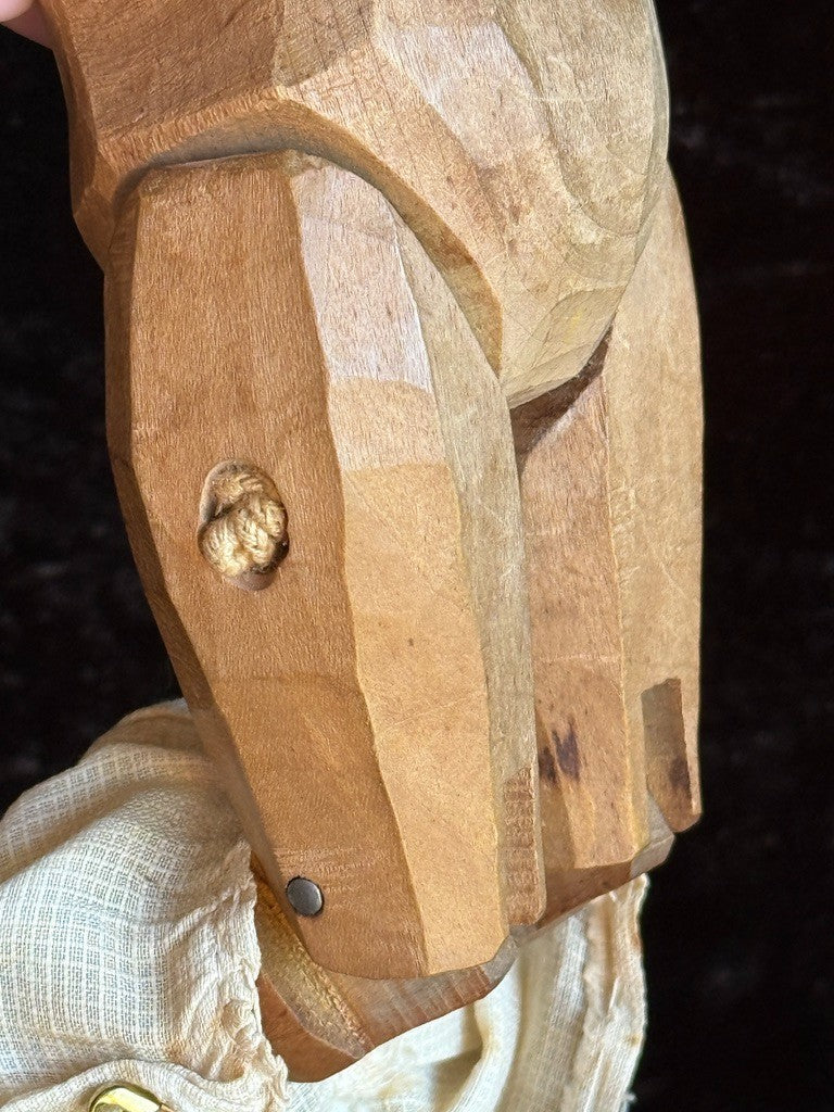 Large Vintage 11.5” Swiss Huggler Wood Carved Jointed Doll