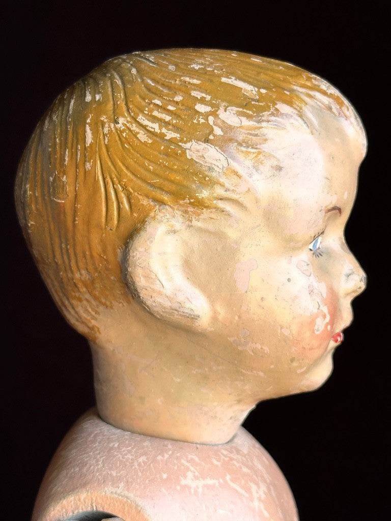 Antique American 16” Schoenhut 204 Series Wooden Boy Doll Carved Hair