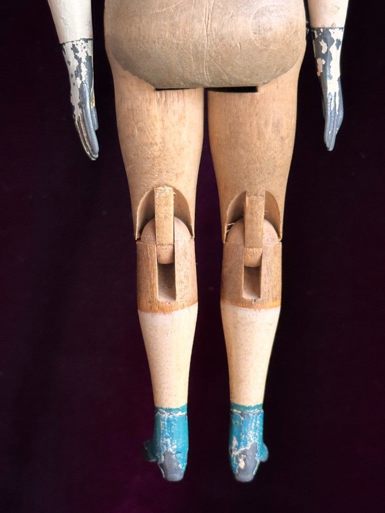 Antique American Mason & Taylor 11.5” Papier Mache Wood Metal Doll