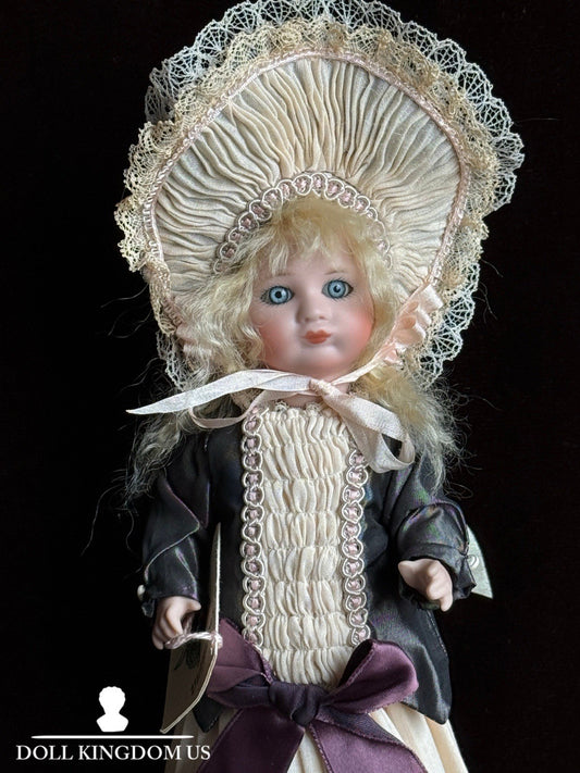 Miniature 8” Porcelain Reproduction of Antique French SFBJ 253 Pouty Girl Doll