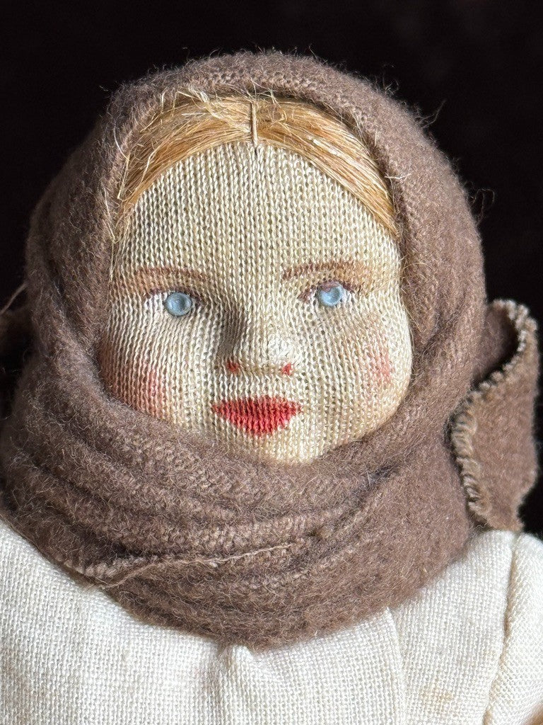 Lot of 4 Antique USSR 7” Cloth Stockinette Russian Dolls