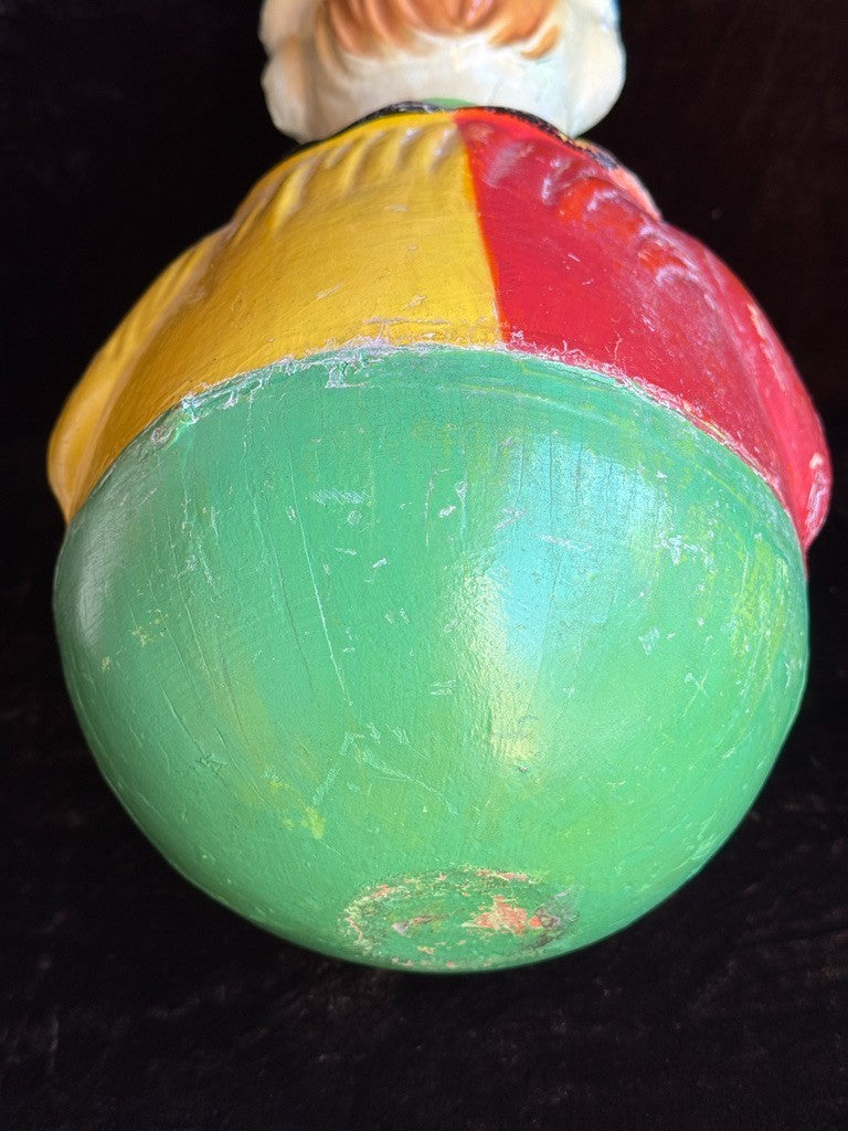 Large Antique American 15” Schoenhut Papier Mache Roly Poly Clown Toy