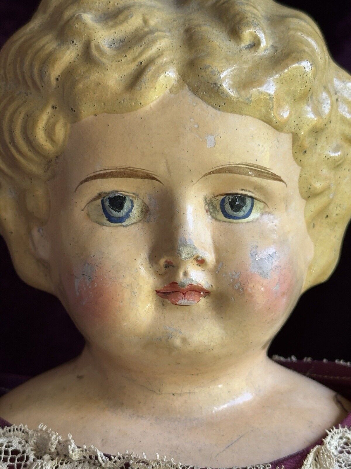 Antique German 28” Müller & Strassburger (?) Papier Mache Shoulder Head Doll