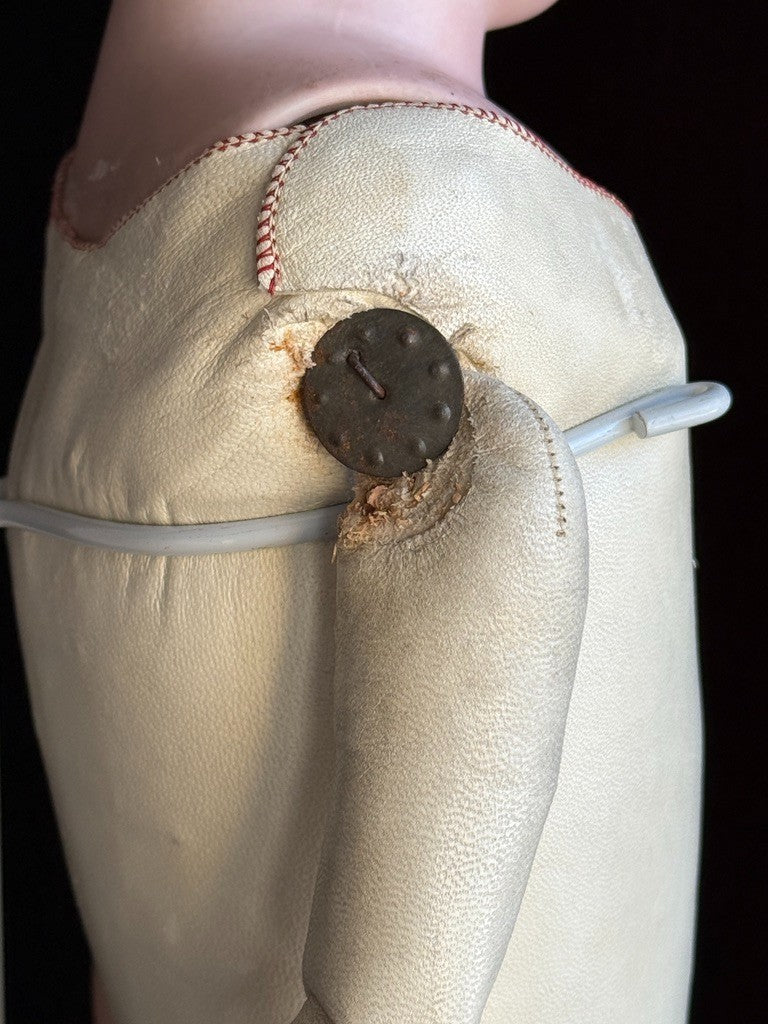 Antique German 25” Kestner Bisque Shoulder Head Leather Body Doll