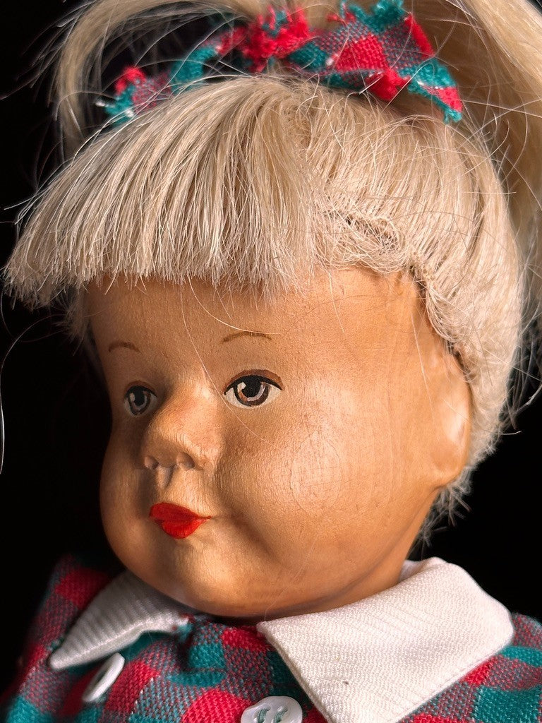 Vintage German Hildegard Krahmer Puppen 13" Carved Wooden Cloth LE Doll
