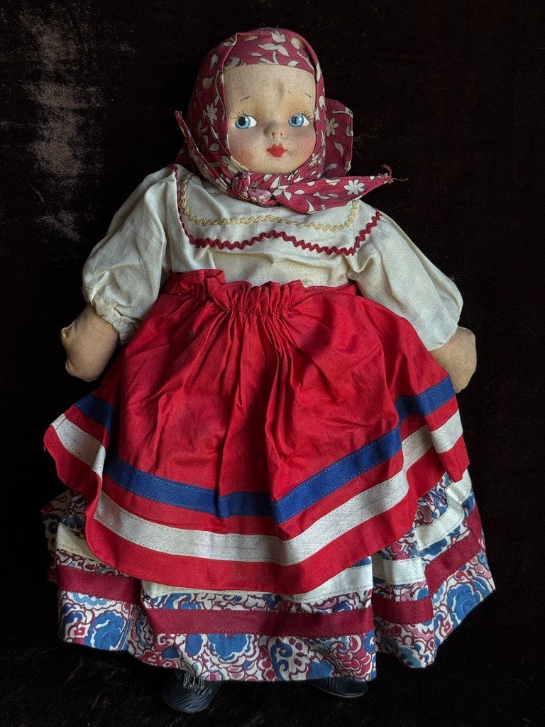 Lot of 3 Collectible Vintage European Cloth Face Mask Dolls