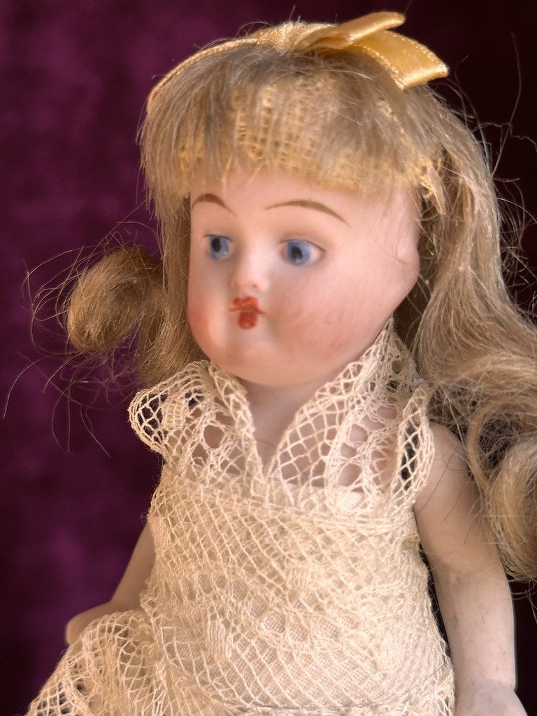 Antique German 4.5” Kestner All Bisque Mignonette Doll Closed Mouth