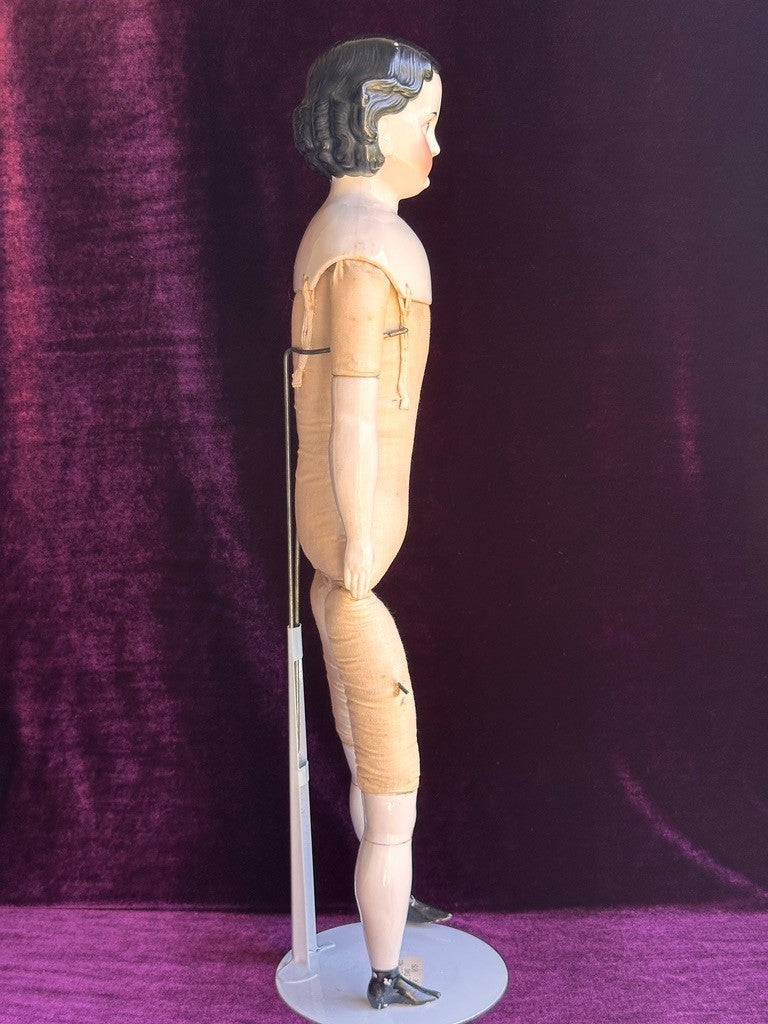 Large Antique German 23" Greiner Style Exposed Ears China Head Doll