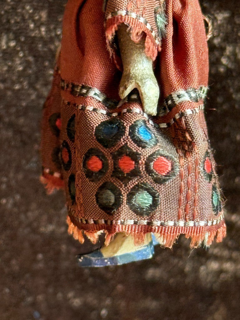 Rare Antique German 3” Grodnertal Peg Wooden Dollhouse Doll with Bun