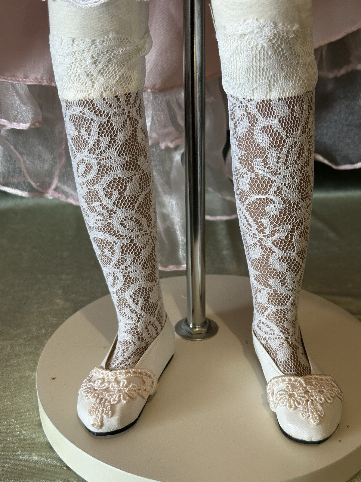 Collectible 26” Porcelain Doll “Pink Shiffon” by Rustie LE 500 Tag/ COA/Stand