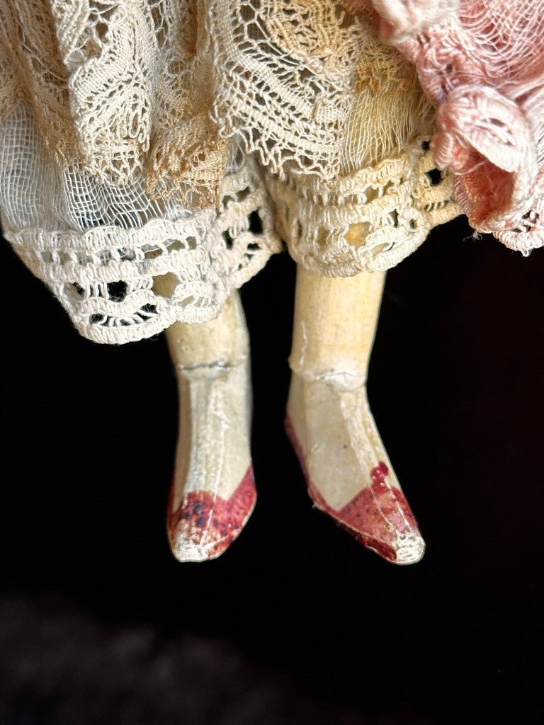 Antique German 13” Papier Mache Milliner’s Model Doll with Bun