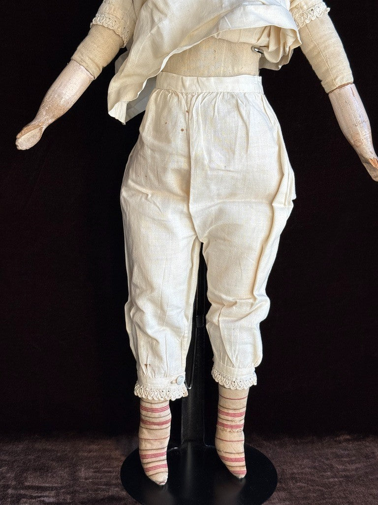 Antique German 20.5” Flat Top Highbrow China Shoulder Head Doll