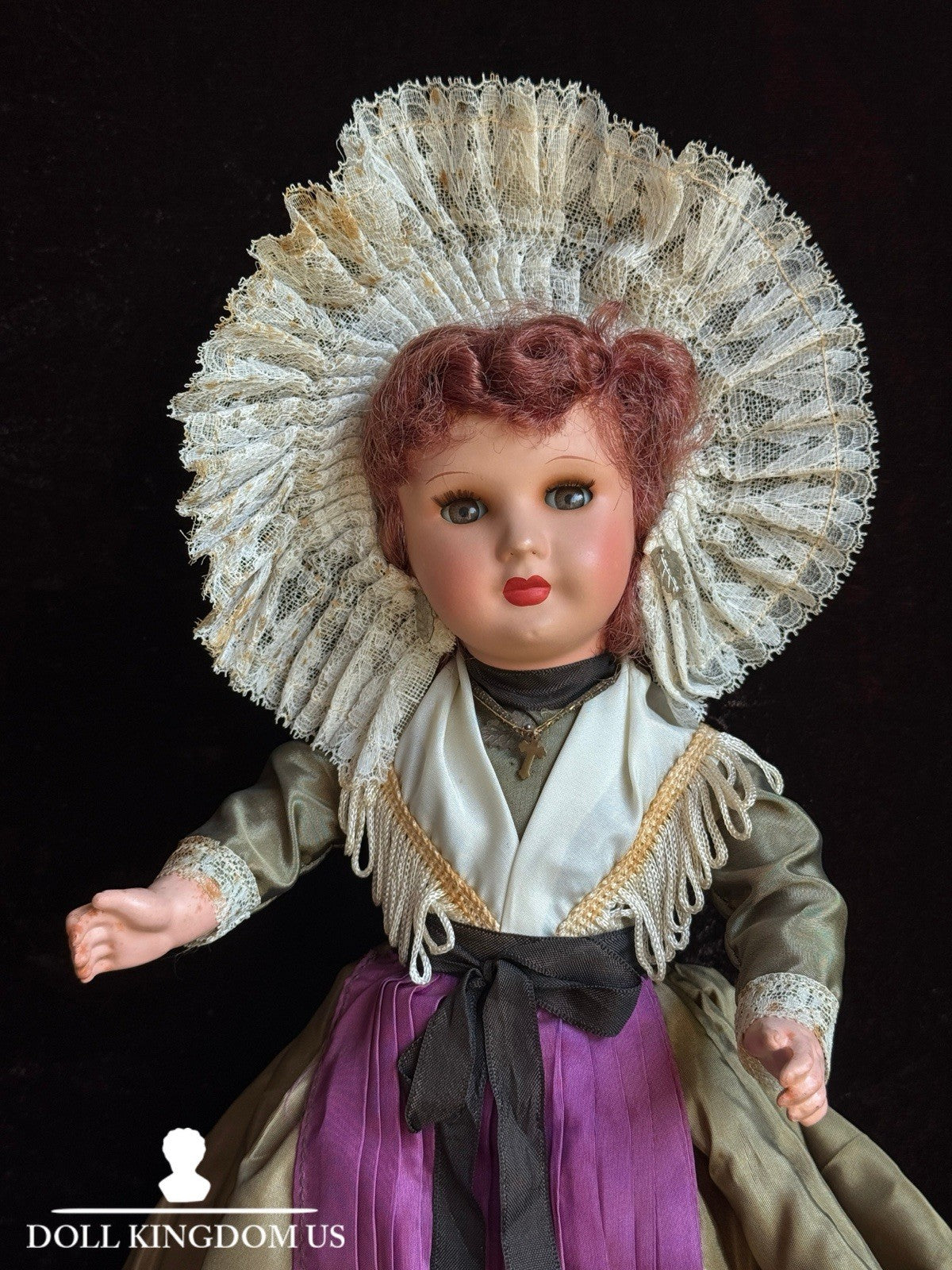 Vintage French 16” Unis Plastic/Composition Traditional Outfit Doll