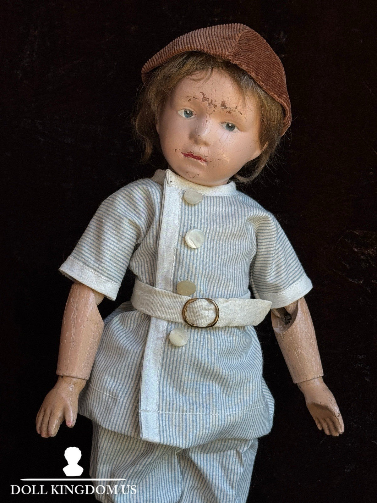 Antique American 16” Schoenhut 403 Wooden Jointed Boy Doll
