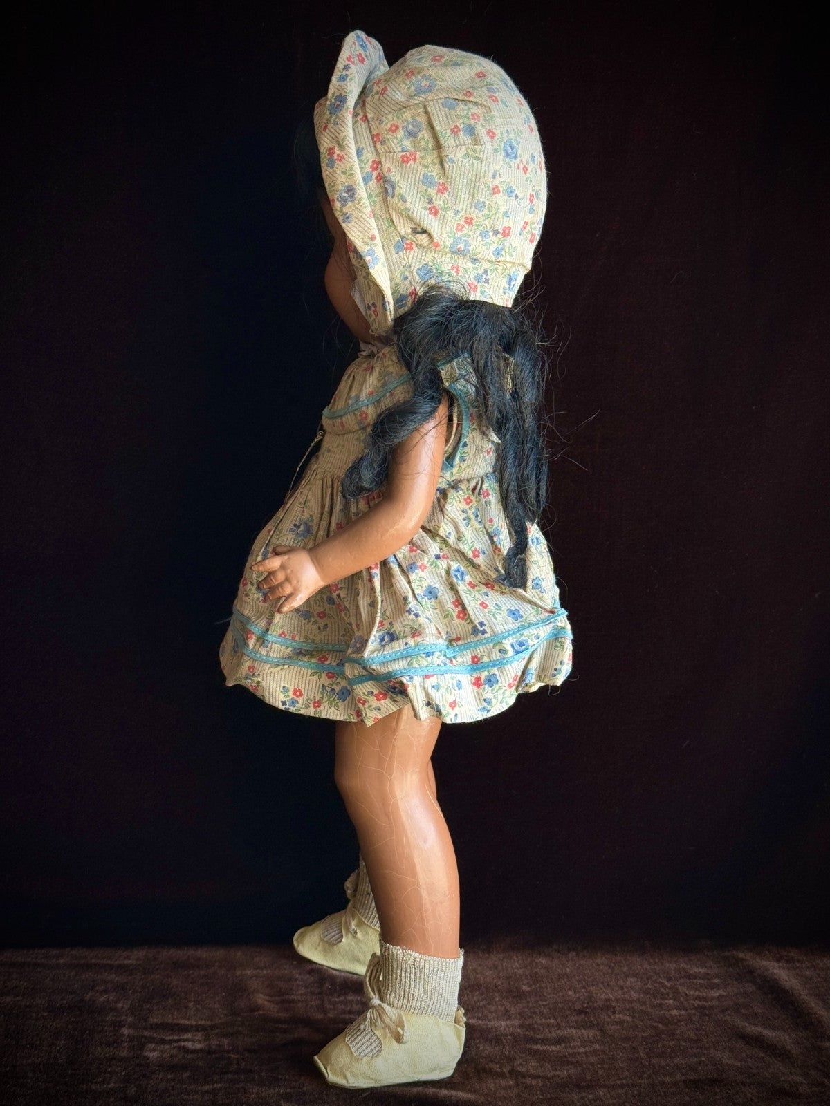 Rare Vintage American 18" Lu Jon Composition Dark Complexion Doll with Tag