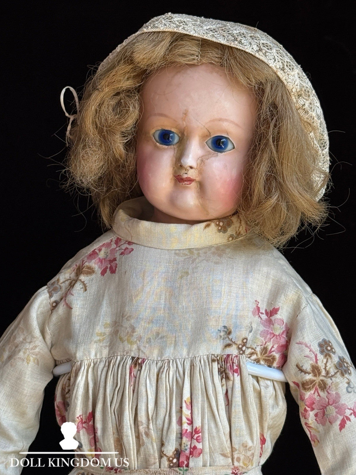 Antique German 26” Wax Over Papier Mache Doll