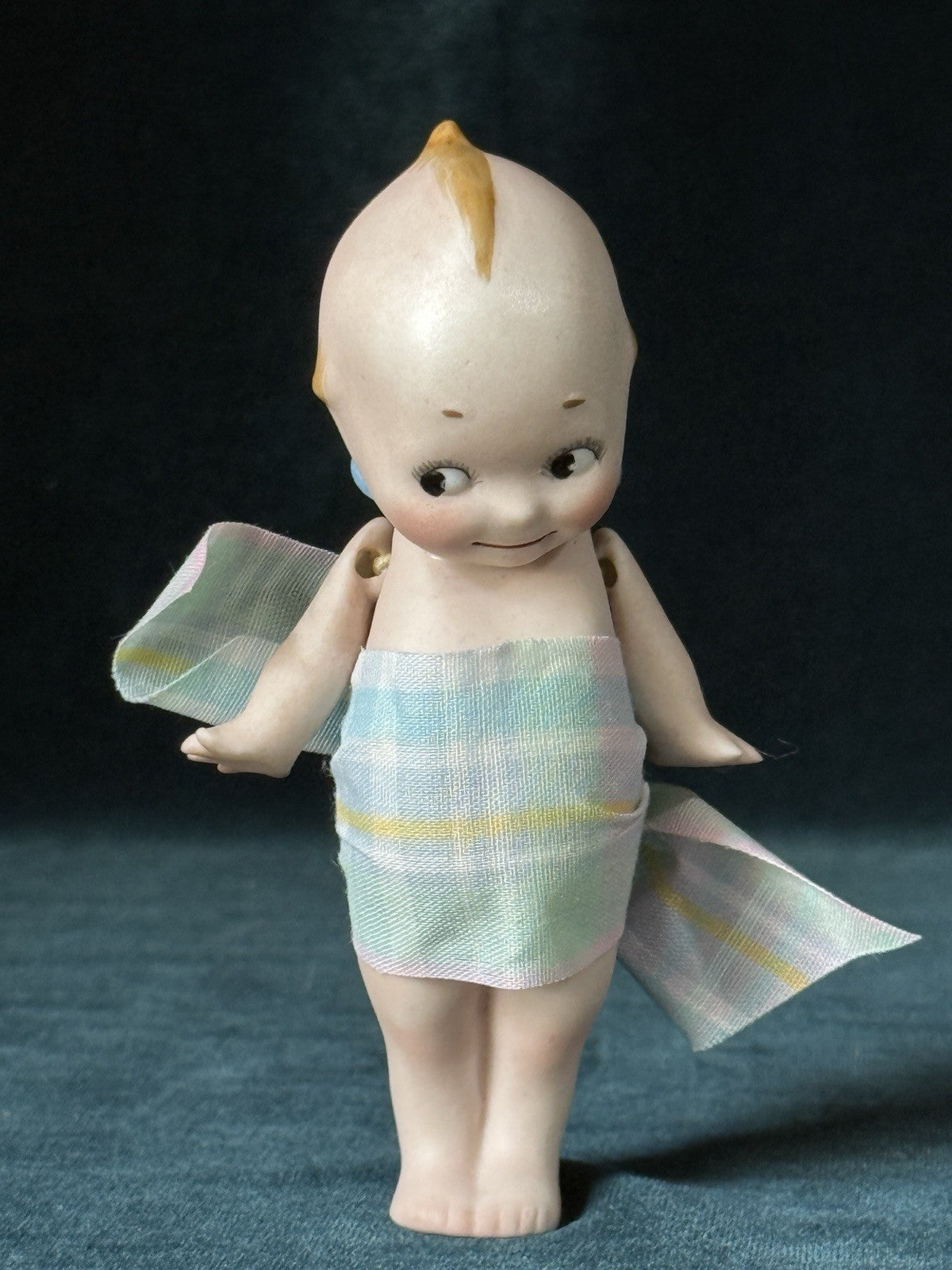 Reproduction Of Antique German All-Bisque Kewpie 4 3/4” Doll Blue Wings