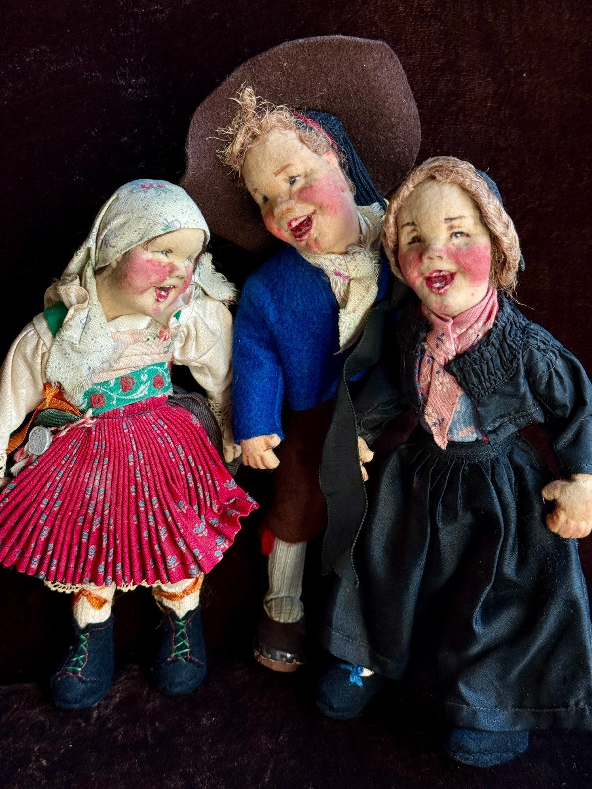 Rare Vintage Austrian 8.25" Elli Riehl Cloth Felt Character Doll